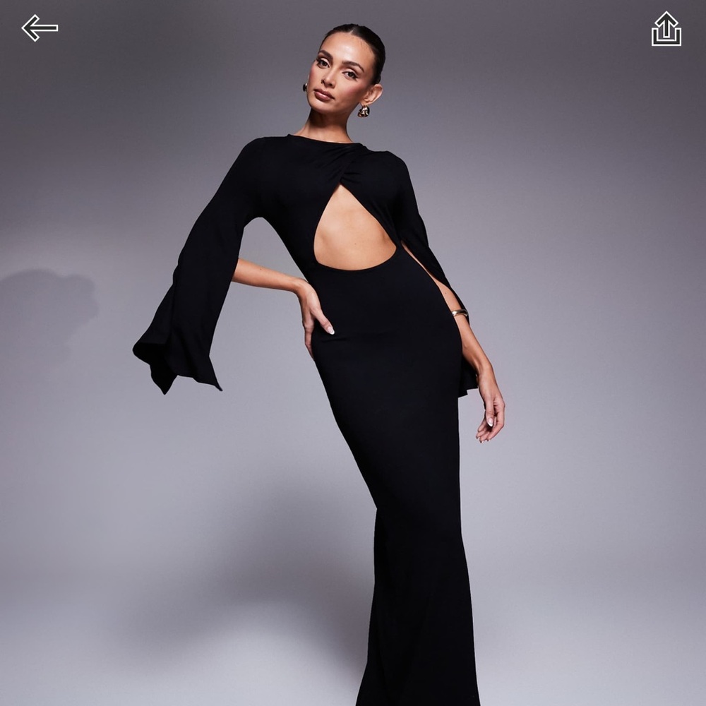 ASOS Black Midi Dress with Cutout Detail